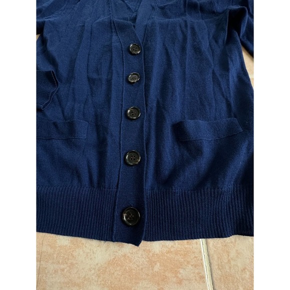 J. Crew Merino Wool Navy front button Lightweight sweater Women size XS - Picture 6 of 8